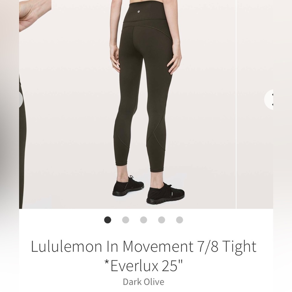 Lululemon In movement Everlux tights dark olive size 4